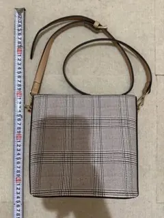 中古　チェック柄 ベージュ ハンドバッグ