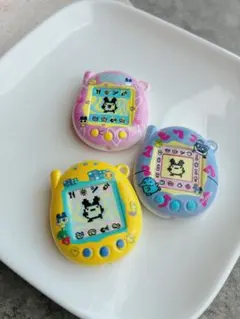 たまごっちチャーム3種セット/ビーズ、ストラップキーホルダーに