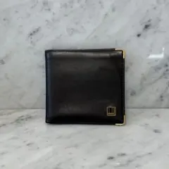 dunhill ダンヒル 二つ折り財布 ブラウン 本革 金ロゴ 薄型