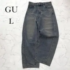 【ジーユー】バレルレッグジーンズ OS(米国仕様) ワイドデニム ウォッシュ加工のサムネイル