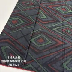 本場大島紬 幾何学の粋な絣 正絹 AK-4673
