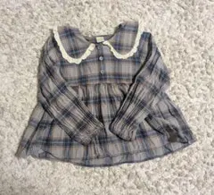 tete a tete チェック柄 襟レースブラウス 110cm