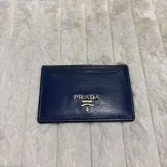 PRADA プラダ カードケース 名刺入れ ネイビー レザー
