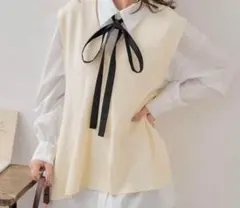 Chico 細リボン付ベストレイヤードセット
