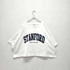 イング トップス カットソー Tシャツ ロゴ 半袖 ショート丈 ホワイト M