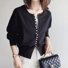 Emma Taylor *2wayパール釦カーディガン＊羽織り*長袖カーディガン