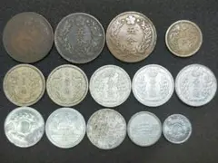 古銭 6種×5枚 計30枚】竜一銭銅貨、桐一銭銅貨、黄銅貨、錫貨、アルミ