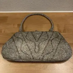 昭和レトロ　シルバー ビーズ装飾 バッグ