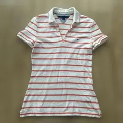 TOMMY HILFIGER 半袖ポロシャツ S ホワイト/オレンジ(Sサイズ)