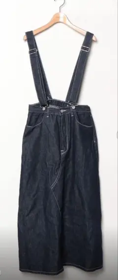 antiquaアンティカ サスペンダー付 デニムロングスカート