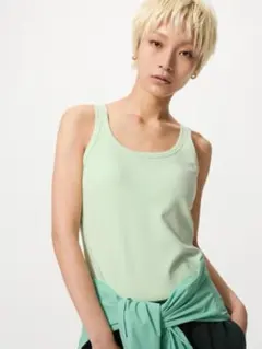 【UNIQLO/ユニクロ】エアリズムコットンブラタンクトップ ライトグリーン S