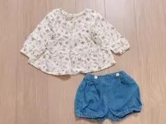 バースデイ　ガーゼ生地長袖ブラウスとかぼちゃパンツ　80