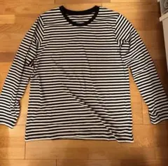 無印良品　黒　ボーダー　天竺編みクルーネック長袖Tシャツ XL ロンT