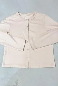 無印良品 太番手天竺編みカーディガン ピンクベージュ綿100% M