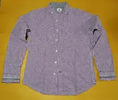 タケオキクチ　紫と白のチェック柄　長袖シャツ　サイズ2（M）