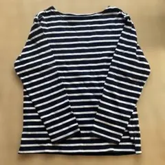 無印良品　タグなし　ストライプ 長袖Tシャツ L ネイビー/ホワイト