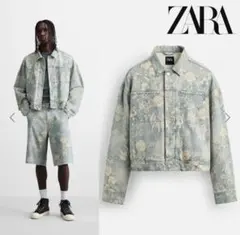ZARA フラワープリントデニムジャケット