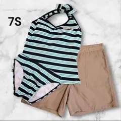 【美品】ストライプ セパレート水着 7S ショートパンツ付 3点セット