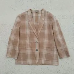【セール】薄手 チェック カジュアルジャケット LL テーラードジャケット