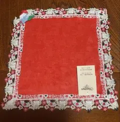近沢レース　どすこい　赤　日本　和レース　ハンカチ　ハンドタオル