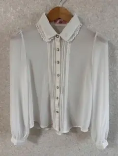 【アンクルージュ】刺繍レース付き長袖ブラウス　Mサイズ