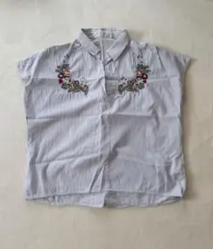 ViS ストライプ 刺繍 半袖シャツのサムネイル