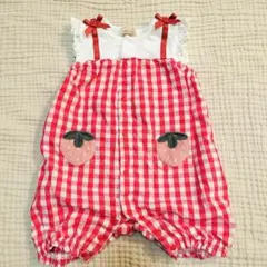 petitmainいちご ギンガムチェックロンパース 80cm