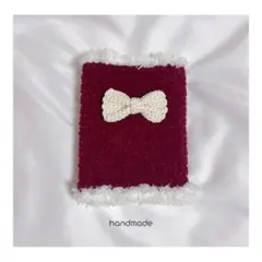 ブックカバー 編み物 かぎ針編み リボン 文庫本サイズ