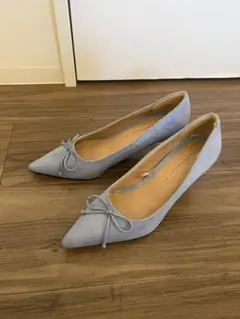 ライトブルー ポインテッドトゥパンプス　ZARA 37