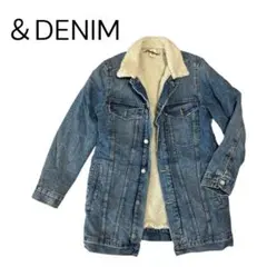 【良品】H&M ボアデニムジャケット ボア ボタン Gジャン 厚手 中綿 M