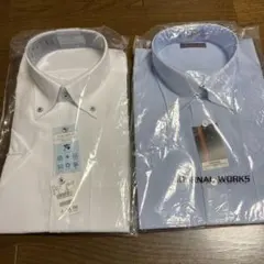 ホワイト・ブルー ワイシャツ 半袖　2枚セット　Lサイズ