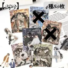 訳あり【273】シール ステッカー 人物 男女 コラージュ素材 PET4種80枚