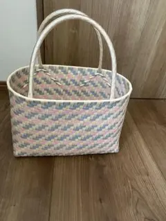 カラフルなかごバッグ　ハンドメイド