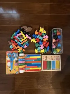 おまけ付き まとめ売り 知育玩具セット パズルピースと積み木