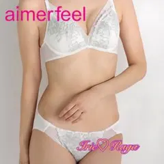 ★aimerfeel★金チャーム付ラメ花柄刺繍ショーツ★パンツ下着★ホワイトL★