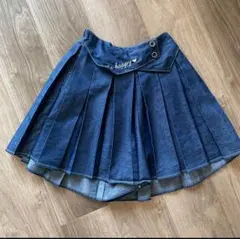 美品☆デニムプリーツキュロットスカート140