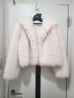 ファーコート【エコファーセーラーカラーポケットクロップドルーズ長袖ジャンパー】