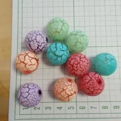 ひび割れビーズ 10個セット カラフル