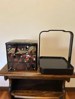 新品未使用‼️ 箱付き 昭和レトロ 3段 重箱 和柄 漆器 和食器 江戸時代 籠