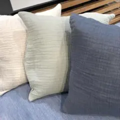 無印　クッションカバー　ブルー系
