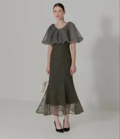 LEJA 2WAY オフショルダーパフスリーブマーメイドワンピースドレス