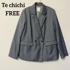 Te chichi♡ダブルテーラード　ジャケット　長袖【FREE】ブルーcd88