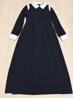 A de a.v.v バイカラー肩ラッフルワンピース ブラック