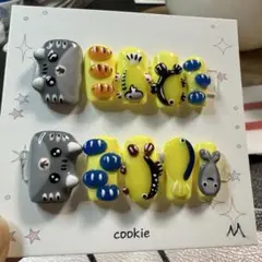 【セツ】 猫と魚　3Dアートネイルチップ　付け爪（A1404）