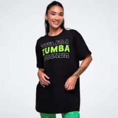ZUMBA ズンバ Tシャツ ブラック ネオングリーン - メルカリ