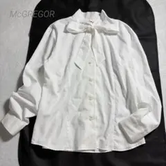 良品✨マックレガー/ボウタイブラウス/長袖/無地/シンプル/オフィス/綺麗め/Lのサムネイル