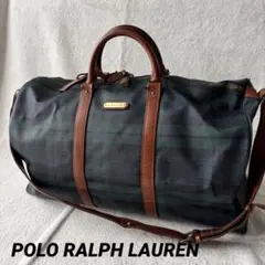 ポロラルフローレン 2WAY ボストンバッグ ブラックウォッチ PVCレザー 緑