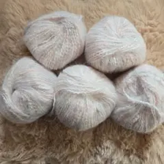 ふわふわ　アルパカ毛糸　5玉　250g　グラデーション　ピンク　グレー　白