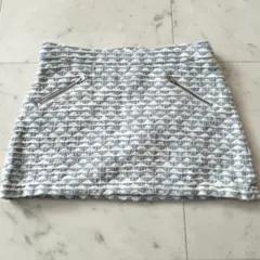 ボンポワン 波柄 刺繍 スカート 6a 水色 台形スカート