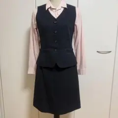 美品★BONOFFICE事務服9号ベスト&スカート&シャツ4点セット
